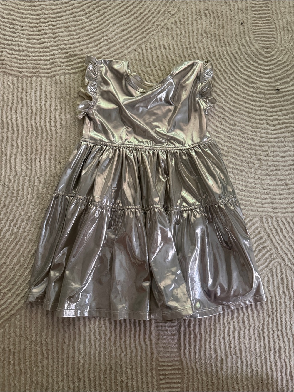 Pink Chicken Metallic Silver Tiered Dress
